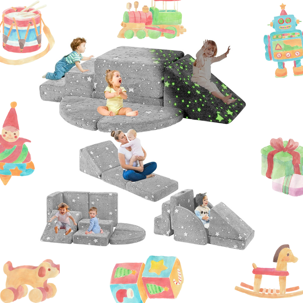 5pcs Modular Kids Foam Climbing for Toddlers 1-3, Safety First Baby Climbing Blocks Indoor,Soft Play Toys for Infant, Ideal Crawling and Exploration Play Set for Baby Gym/Toddler Playground(Star)