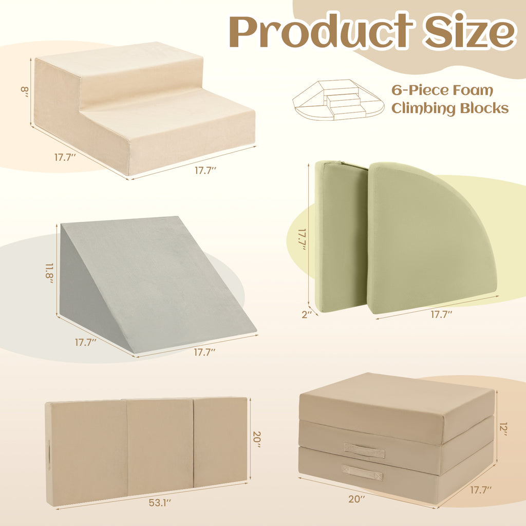 Erament's 6 Pieces Modular Kids Foam Climbing - Climbing Foam Shape Toy for Toddlers Soft Zone Climbing Blocks, Infant, Baby Waterproof and Easy to Clean