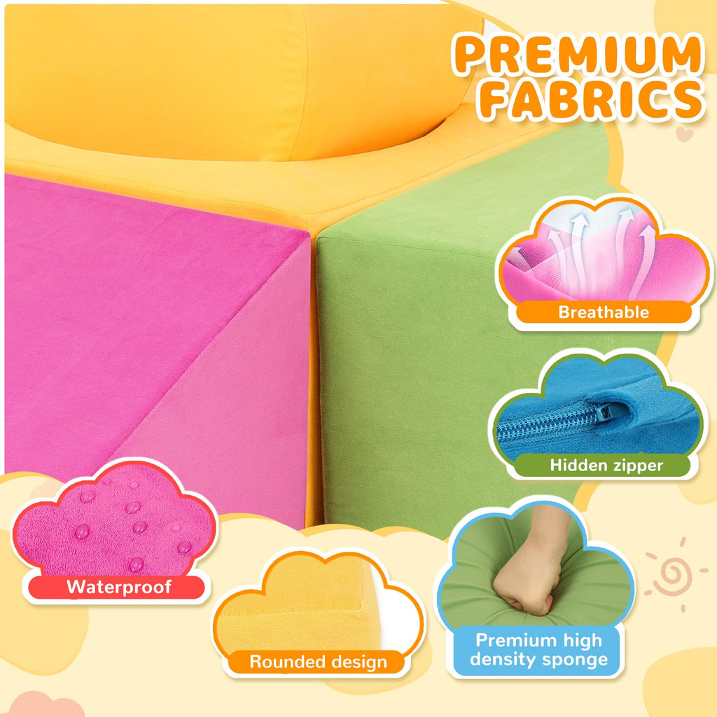 Edbuosy' 7-Piece Modular Kids Foam Climbing, Colourful Foam Climbing Blocks for Toddlers, Soft Play Climbing for Toddlers, Modular Crawling & Sliding Play Set