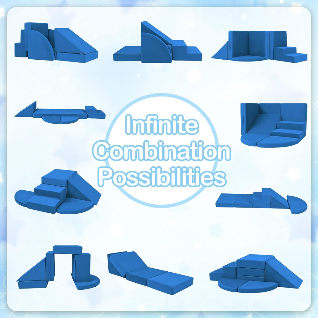 5pcs Modular Kids Foam Climbing Toddlers 1-3, Safety First Baby Climbing Blocks Indoor,Soft Play Toys for Infant, Ideal Crawling and Exploration Play Set for Baby Gym/Toddler Playground(Navy)