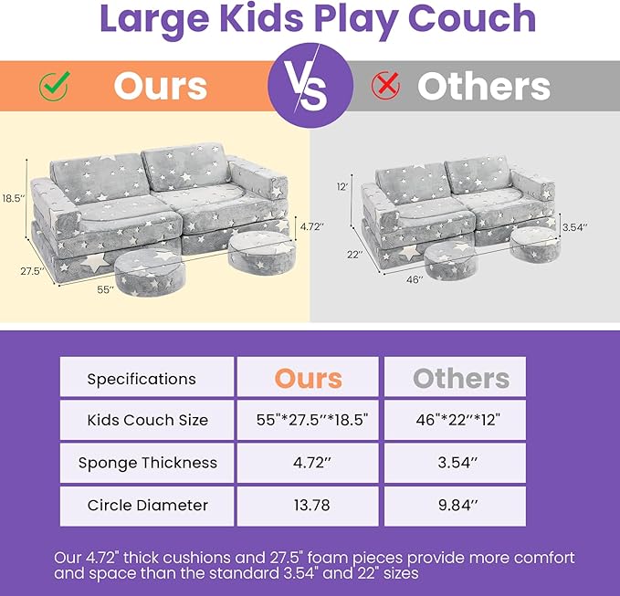 12-piece Luminous Sofa Large Modular Children's Game Sofa