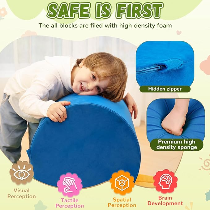 Edbuosy' 7-Piece Modular Kids Foam Climbing, Colourful Foam Climbing Blocks for Toddlers, Soft Play Climbing for Toddlers, Modular Crawling & Sliding Play Set