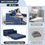 Blue 78” Oversized Corduroy Sofa Bed with Throw Pillows,Comfy Boneless Couch with Removable Ottoman