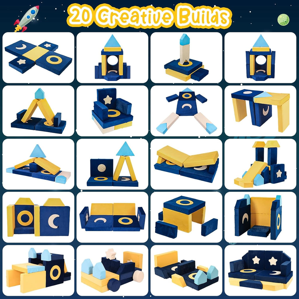 21pcs Modular Kids Play Couch - Universe Theme