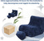 Navy Blue Soft Bean Bag Couch for Adults with Ottoman,, High-Resilient Foam  Lazy Sofa