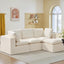 #A01 Beige L-Shaped Couch Modular Sectional Sofa, 3 Seat Comfy Cloud Couch Chaise, with Sponge Cushion