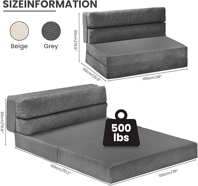 Grey Folding Sleeper Sofa Matress with Pilow Foldable,2 in 1 Pull Out Loveseat Sofa Portable Chair Bed(复制)