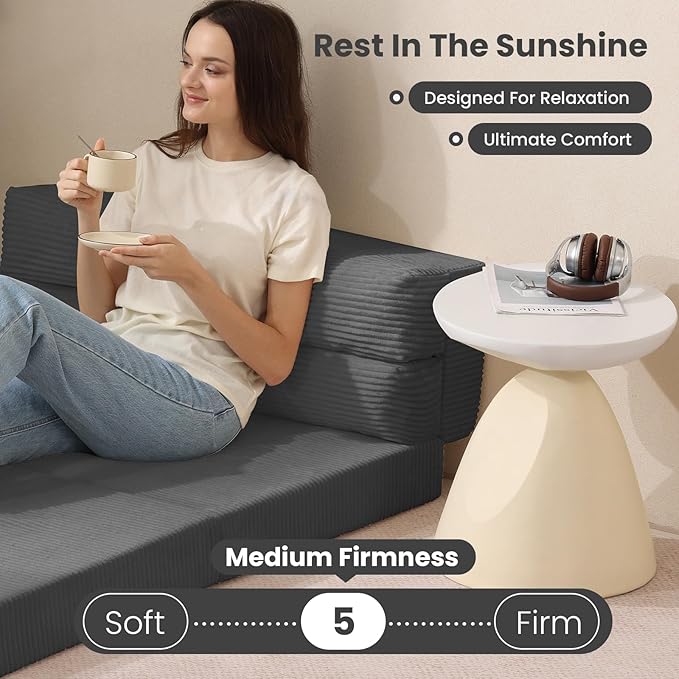 Grey Folding Sleeper Sofa Matress with Pilow Foldable,2 in 1 Pull Out Loveseat Sofa Portable Chair Bed(复制)