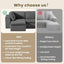 #A01 Grey L-Shaped Couch Modular Sectional Sofa,3 Seat Comfy Cloud Couch Chaise, with Sponge Cushion