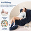 Navy Blue Soft Bean Bag Couch for Adults with Ottoman,, High-Resilient Foam  Lazy Sofa