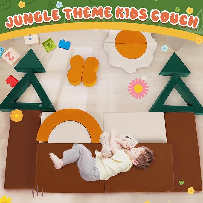 18PCS Modular Kids Play Couch - Junlge Theme