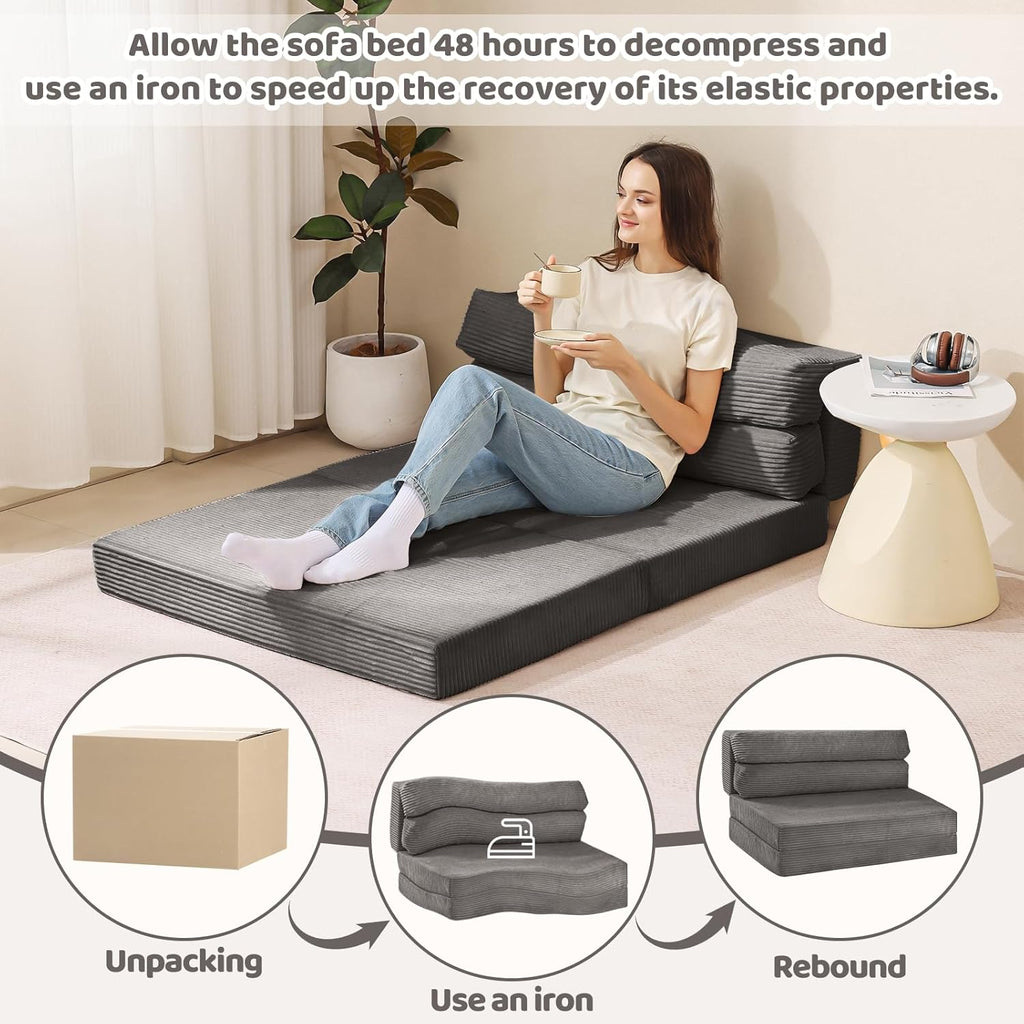 Grey Folding Sleeper Sofa Matress with Pilow Foldable,2 in 1 Pull Out Loveseat Sofa Portable Chair Bed(复制)