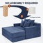Blue 78” Oversized Corduroy Sofa Bed with Throw Pillows,Comfy Boneless Couch with Removable Ottoman