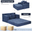 Blue 78” Oversized Corduroy Sofa Bed with Throw Pillows,Comfy Boneless Couch with Removable Ottoman