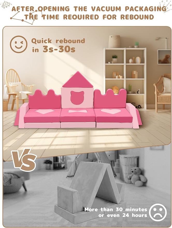 20Pcs Modular Kids Play Couch - Pink Kids Couch for Inspiring Child