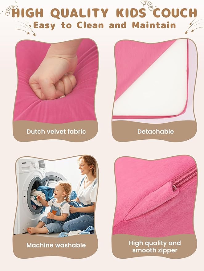 20Pcs Modular Kids Play Couch - Pink Kids Couch for Inspiring Child