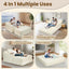 Beige 78” Oversized Corduroy Sofa Bed with Throw Pillows,Comfy Boneless Couch with Removable Ottoman