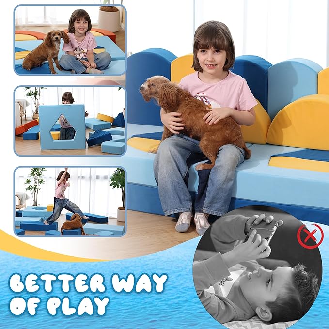 【K02】22Pcs Modular Kids Play Couch-Ocean Theme Modular Sofa for Inspiring Creativity