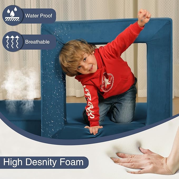【K01】Blue 22Pcs Modular Kids Play Couch-Inspiring Child Creativity,Children Convertible Foam Sofa