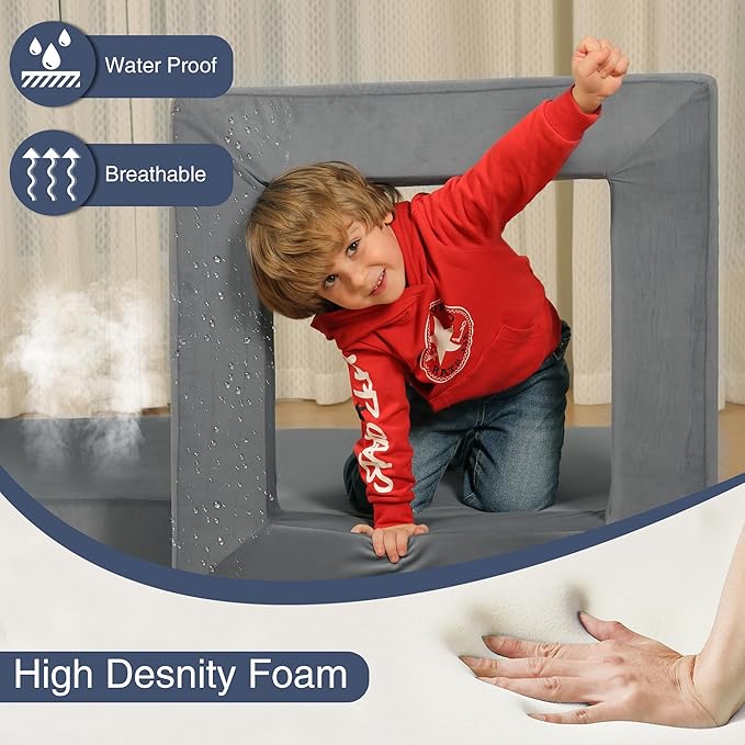 【K01】Grey 22Pcs Modular Kids Play Couch-Inspiring Child Creativity,Children Convertible Foam Sofa