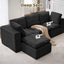 #A01 Black Cloud Modular Sectional Couches  L-Shaped Sofa with Ottoman,Corduroy Sleeper Sofa Bed,No Assembly Compression Memory Foam Couch