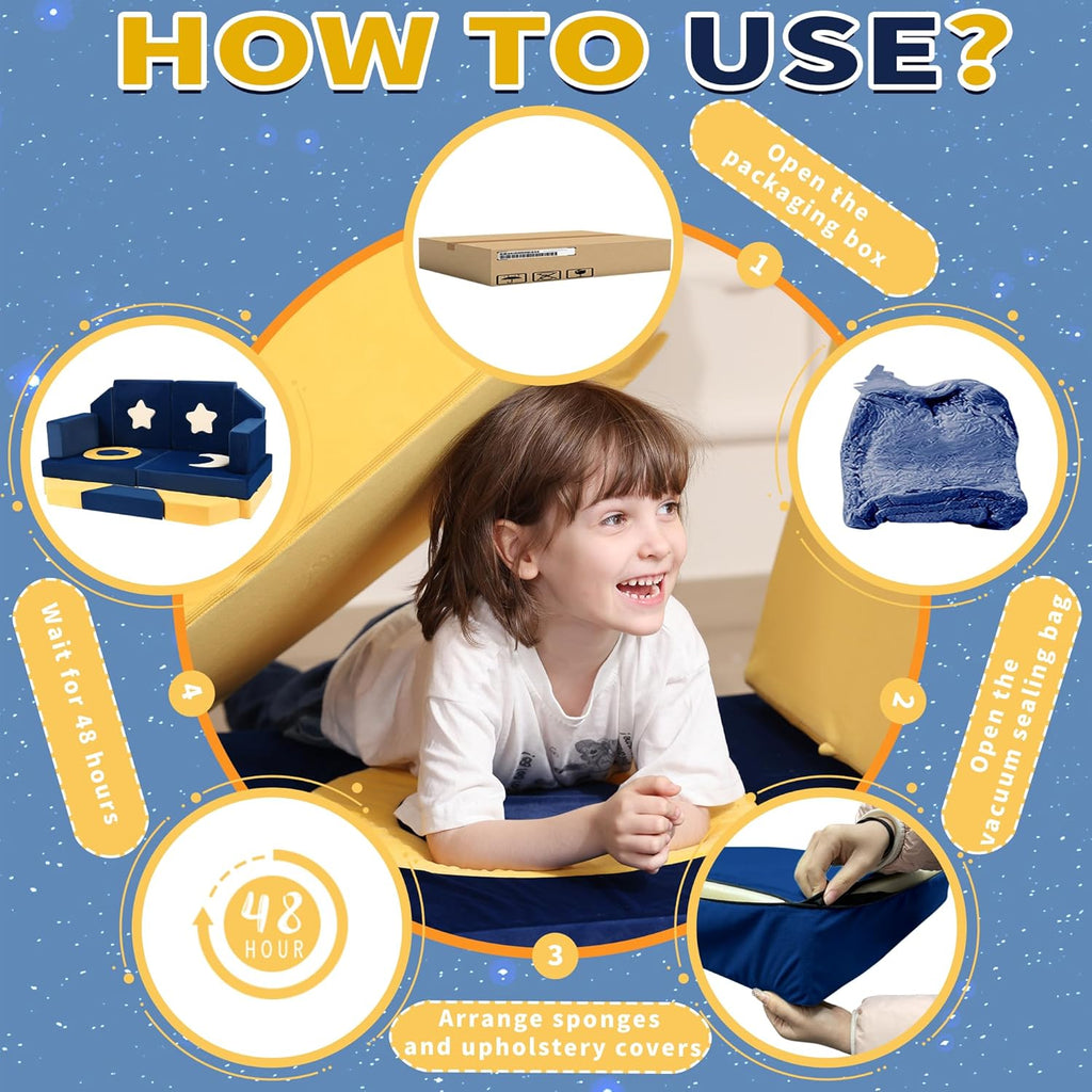 21pcs Modular Kids Play Couch - Universe Theme