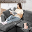#A01 Grey L-Shaped Couch Modular Sectional Sofa,3 Seat Comfy Cloud Couch Chaise, with Sponge Cushion