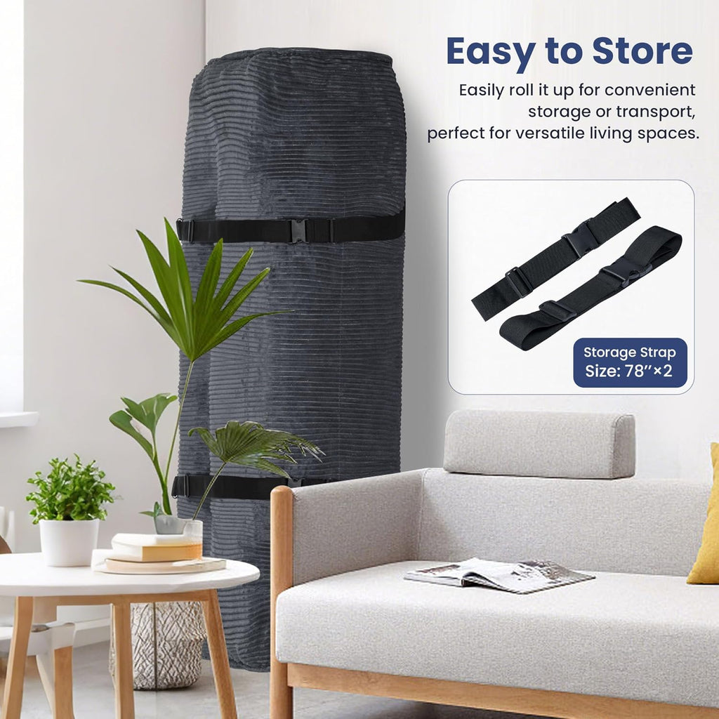 Grey Futon Mattress Full Size, Extra Thick Sofa Bed Adults Foldable Mattress 8"