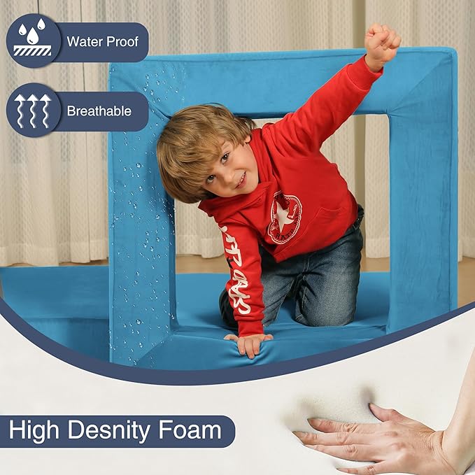 【K01】Baby Blue 22Pcs Modular Kids Play Couch-Inspiring Child Creativity,Children Convertible Foam Sofa