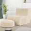 Beige Soft Bean Bag Couch for Adults with Ottoman,, High-Resilient Foam  Lazy Sofa