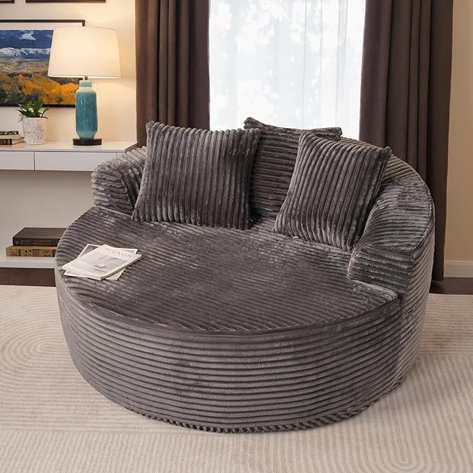 #S04 Round Chair Lounge Chaise Indoor,Fluffy Modern Sleeper Sofa Bed