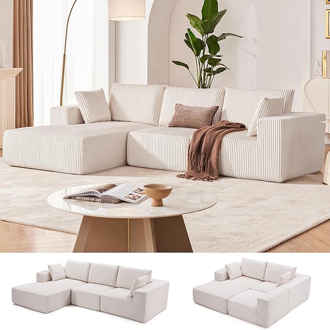 108” Modular Sectional Sofa,Cloud Sectional Couch Modern Modular L-Shape Sofa Couch