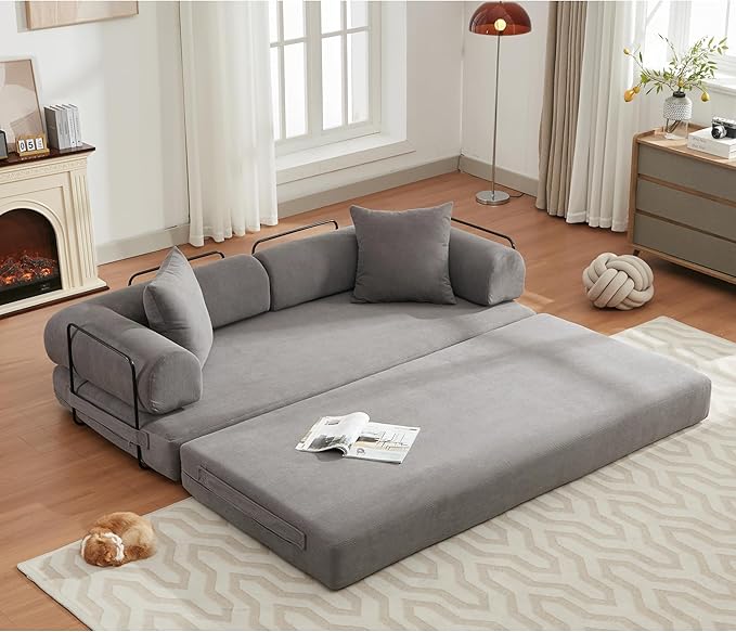 #S10 Chenille Folding Mattress Sofa Convertible Floor Sofa Bed