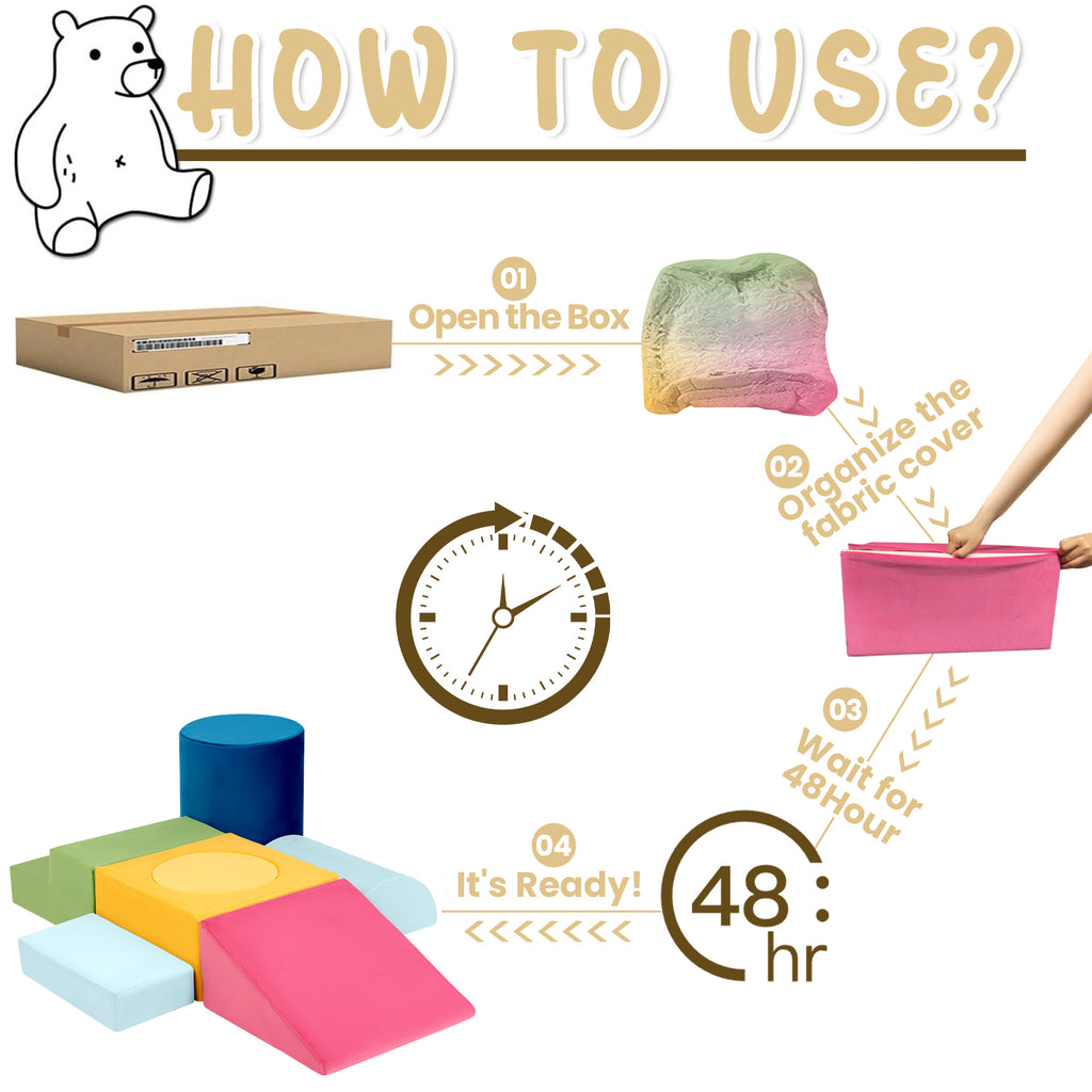 Edbuosy' 7-Piece Modular Kids Foam Climbing, Colourful Foam Climbing Blocks for Toddlers, Soft Play Climbing for Toddlers, Modular Crawling & Sliding Play Set