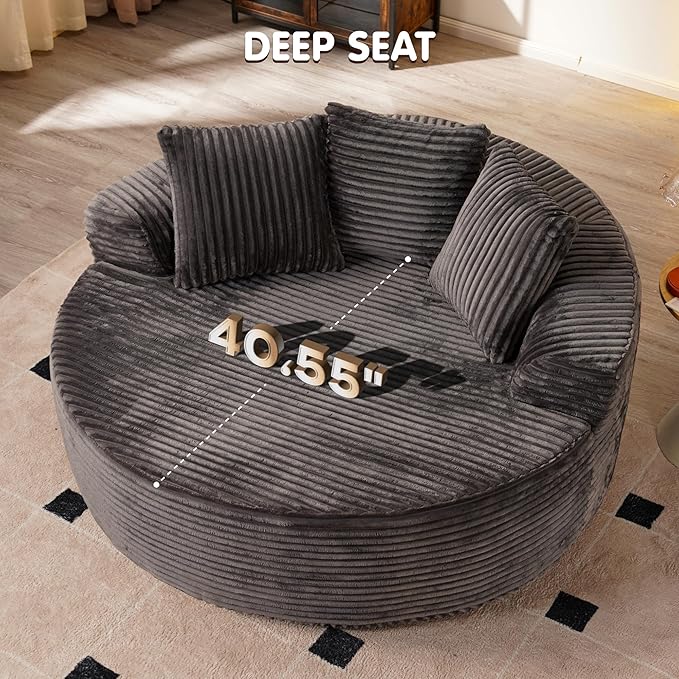 #S04 Round Chair Lounge Chaise Indoor,Fluffy Modern Sleeper Sofa Bed