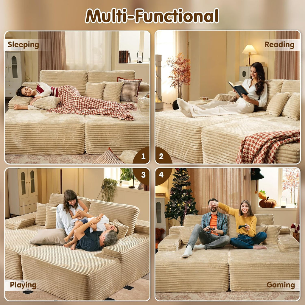 #M01 Oversized Sectional Double Cloud Plush Sofa Bed