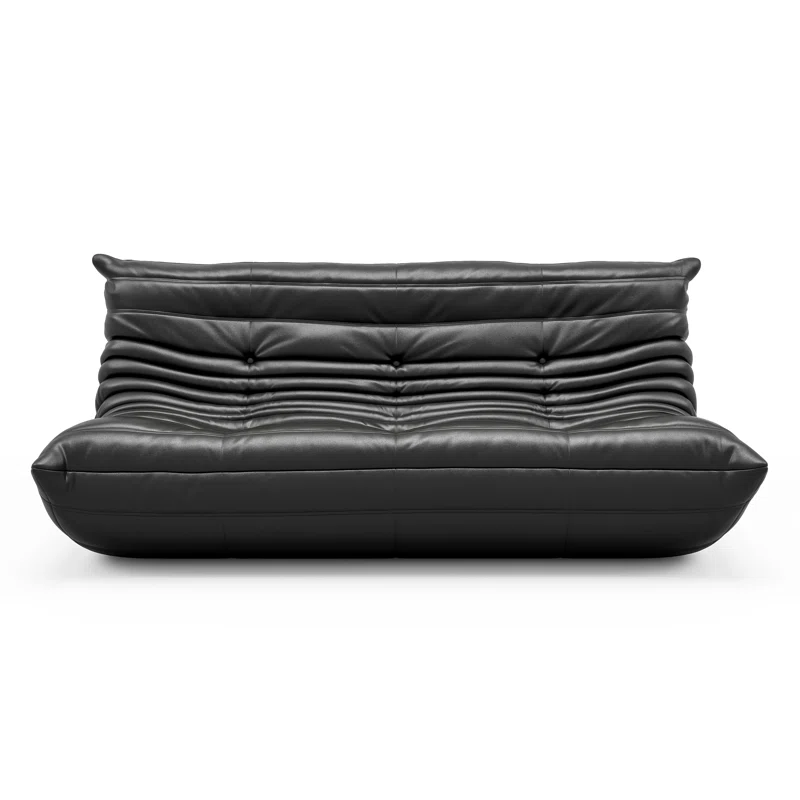 #S09 Armless Large Microfiber Leather 3-Seat Bean Bag Sofa