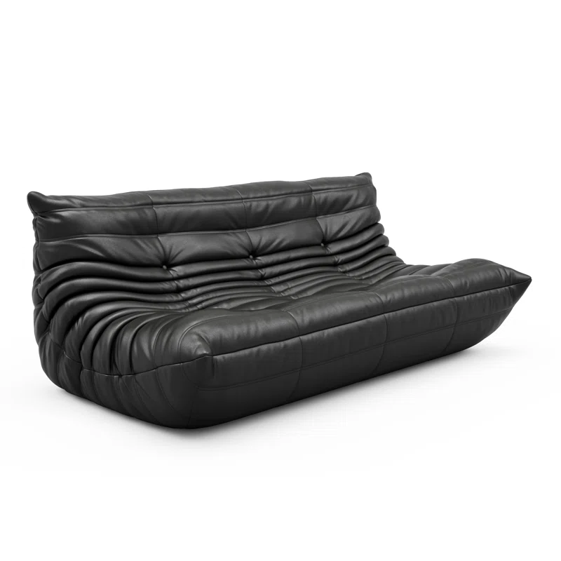 #S09 Armless Large Microfiber Leather 3-Seat Bean Bag Sofa