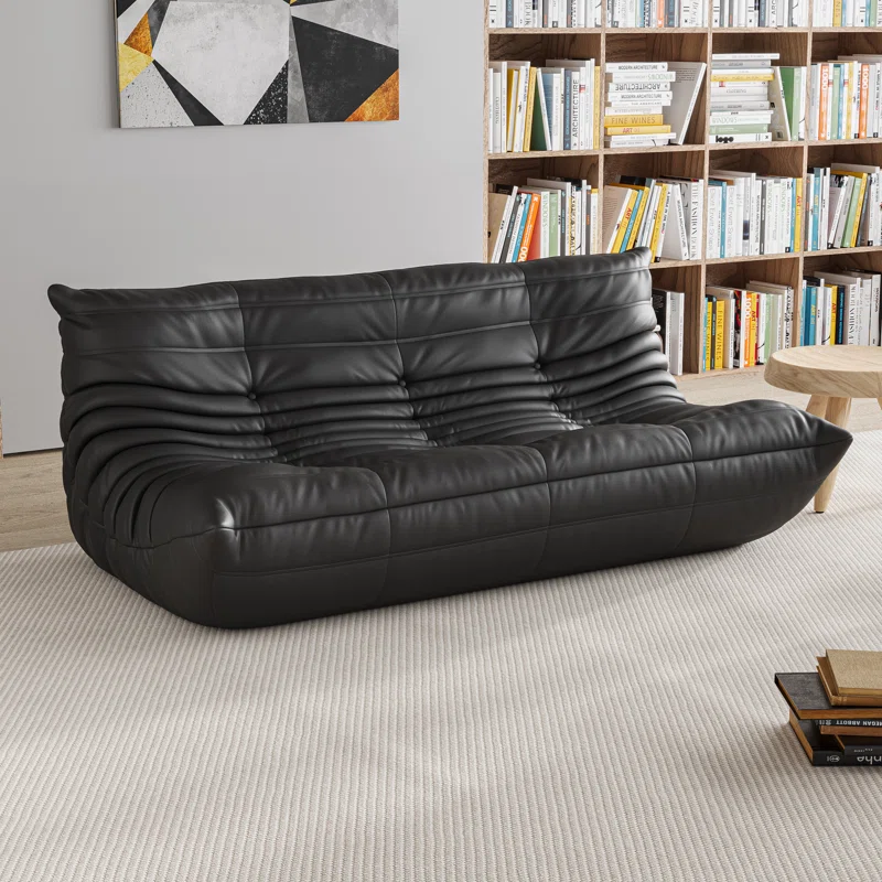 #S09 Armless Large Microfiber Leather 3-Seat Bean Bag Sofa