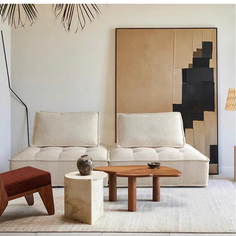 #S03 Compressible Sponge Single Sofa Corduroy Tofu Block Boneless Sofa