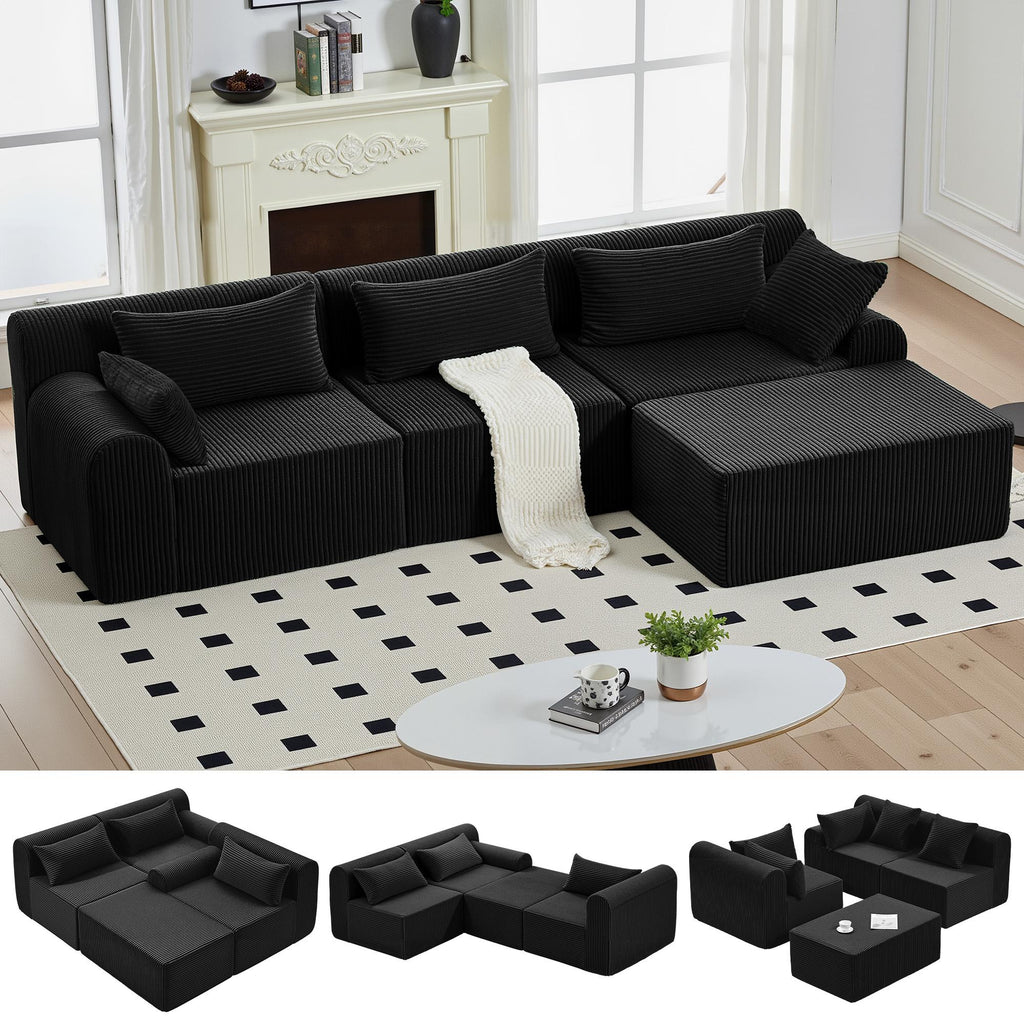 A04 Winzoo 116” Modular Sectional Cloud Couches with L Shaped Chaise