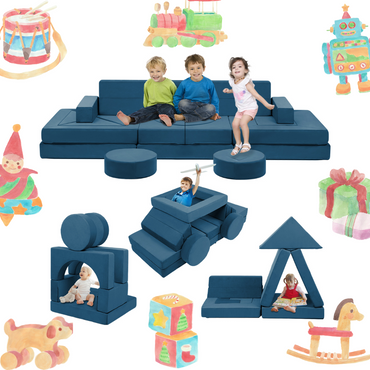 22Pcs Modular Kids Play Coach - Kids Couch for Playroom Bedroom Living Rooms Toddler Sofa for Inspiring Child Creativity，Children Convertible Foam Sofa
