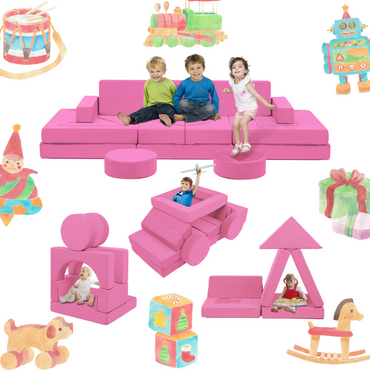22Pcs Modular Kids Play Coach - Kids Couch for Playroom Bedroom Living Rooms Toddler Sofa for Inspiring Child Creativity，Children Convertible Foam Sofa
