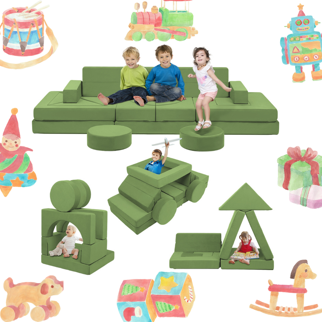 22Pcs Modular Kids Play Coach - Kids Couch for Playroom Bedroom Living Rooms Toddler Sofa for Inspiring Child Creativity，Children Convertible Foam Sofa