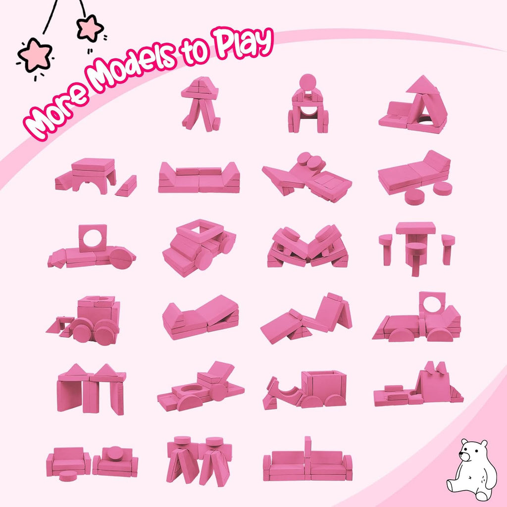 22Pcs Modular Kids Play Coach - Kids Couch for Playroom Bedroom Living Rooms Toddler Sofa for Inspiring Child Creativity，Children Convertible Foam Sofa