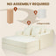 Beige 78” Oversized Corduroy Sofa Bed with Throw Pillows,Comfy Boneless Couch with Removable Ottoman