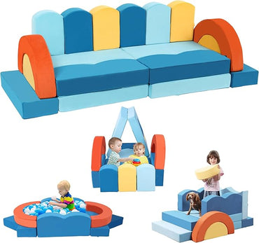 【K02】22Pcs Modular Kids Play Couch-Ocean Theme Modular Sofa for Inspiring Creativity