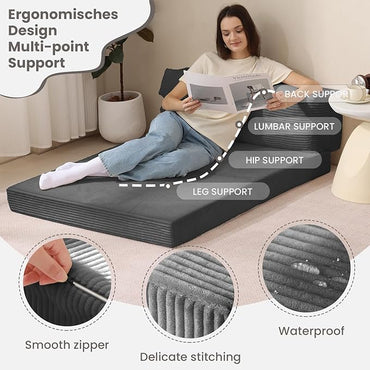 Grey Folding Sleeper Sofa Matress with Pilow Foldable,2 in 1 Pull Out Loveseat Sofa Portable Chair Bed(复制)
