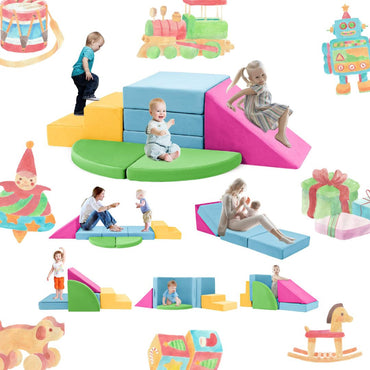 5pcs Modular Kids Foam Climbing  for Toddlers 1-3, Safety First Baby Climbing Blocks Indoor,Soft Play Toys for Infant, Ideal Crawling and Exploration Play Set for Baby Gym/Toddler Playground(colorful)