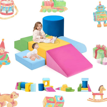 Edbuosy' 7-Piece Modular Kids Foam Climbing, Colourful Foam Climbing Blocks for Toddlers, Soft Play Climbing for Toddlers, Modular Crawling & Sliding Play Set